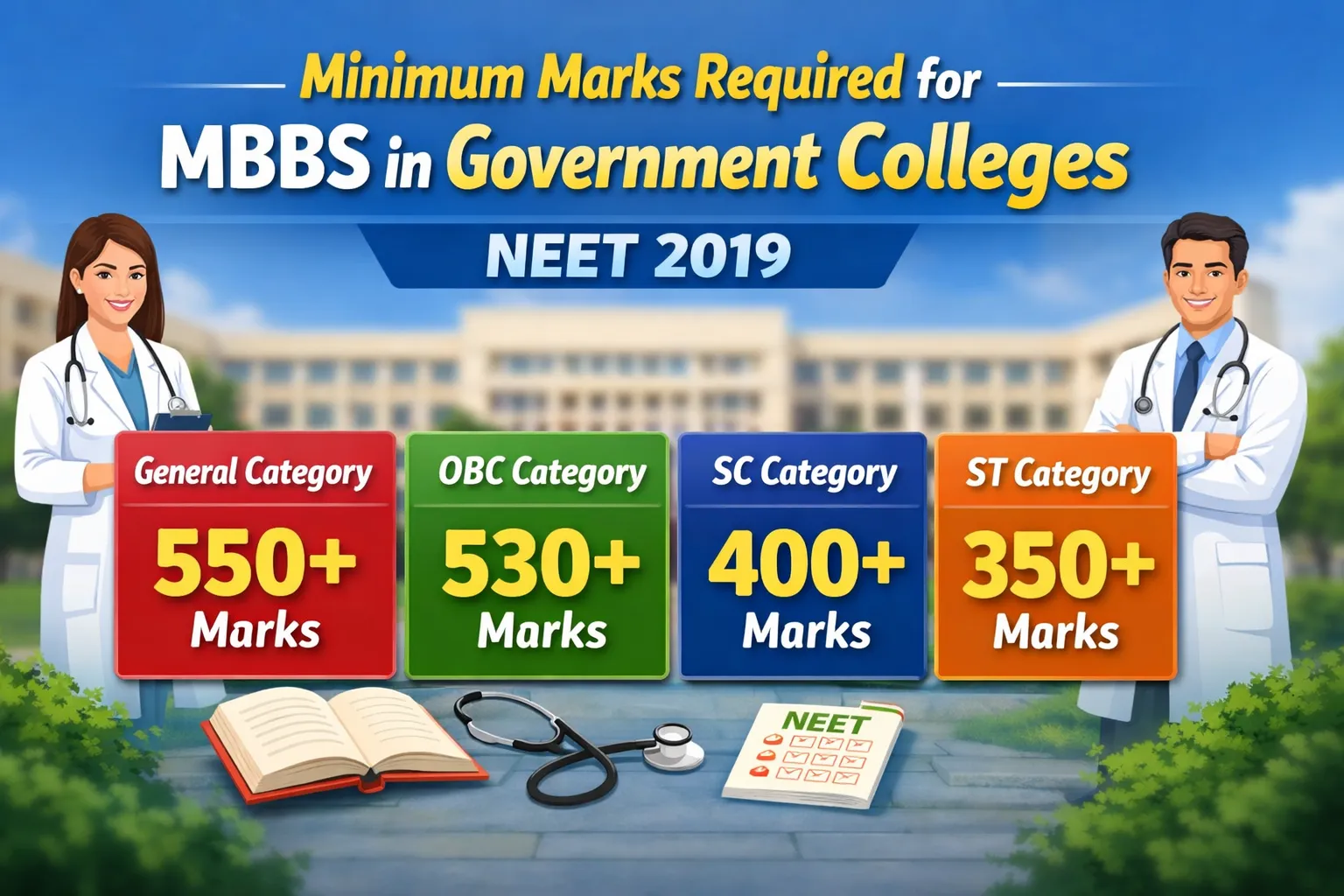 Minimum Marks Required for MBBS in Government Colleges NEET 2019